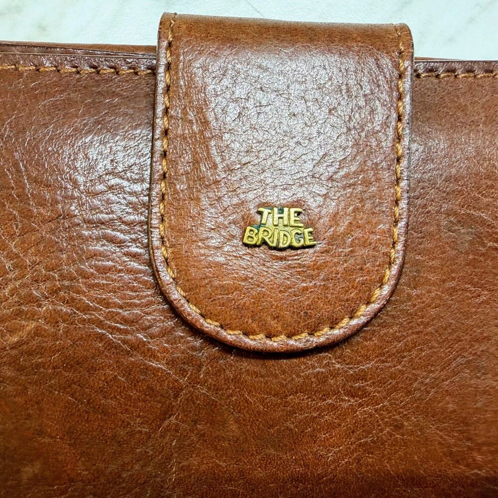 The Bridge Brown Leather Wallet Italy Tab Snap Bifold Genuine Leather